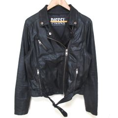 良品 DIESEL ディーゼル コーティング Wライダースジャケット サイズM ブラック レディース 古着 中古 USED