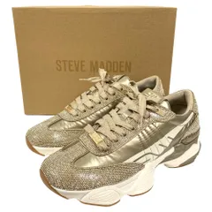 未使用 STEVE MADDEN スティーブマデン ラインストーンスニーカー プラットフォーム SETBACK-R サイズ24.5cm US8.5 ゴールドカラー レディース 古着 中古 USEDのサムネイル