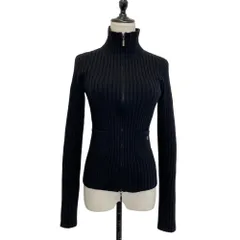 良品 06A CHANEL シャネル カシミヤ100％ ココマーク ワイドリブニット ジップブルゾン P29703 サイズ34 ブラック レディース 古着 中古 USEDのサムネイル