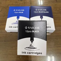 【SAILOR万年筆】【セーラー】 万年筆用染料インク 1箱12パック入 ブラック、ブルーブラック、ブルー3色セットのサムネイル