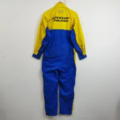 DUNLOP FALKEN ダンロップ ファルケン つなぎ オーバーオール 作業服 ワーク ウェア 切替 古着 VINTAGE バイカラー ブルー イエロー M G310のサムネイル