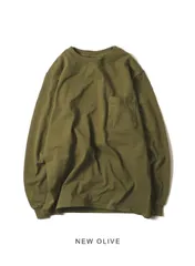   【国内正規品】 グッドウェア Goodwear ポケT TEE ポケット Tシャツ 長袖 ロングスリーブ 丸胴 ホールガーメント アメリカ製/NEW OLIVE/S /のサムネイル