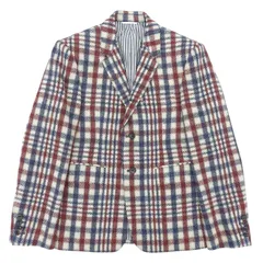 極美品▲THOM BROWNE トムブラウン MJU060AW7397 ウール100% チェックツイード トリコロール テーラードジャケット 1　日本製 正規品のサムネイル