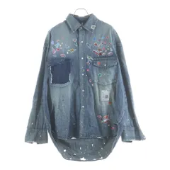 MAISON MIHARAYASUHIRO (メゾンミハラヤスヒロ) Kids Sticker Printed Denim Shirt ステッカー ダメージ加工 長袖デニムシャツ インディゴ J16SH125のサムネイル