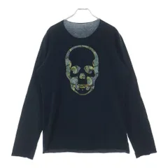 lucien pellat-finet (ルシアンペラフィネ) スカル モザイク調 フロントプリント ロングスリーブTシャツ ブラック #Mのサムネイル