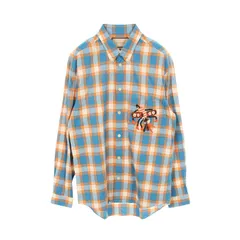 グッチ GUCCI Freyja Hartas Animal Embroidery Check Shirt コットン シャツ メンズ Used Aのサムネイル
