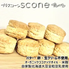スコーン　プレーン　20個　バター不使用　オーガニックココナッツオイル　自家製北海道大豆全粒豆乳使用　手作り　ビーガン　ベジタリアンのサムネイル