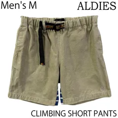 【USED／メンズM】ALDIES クライミングショーツ カーキ／ストライプのサムネイル
