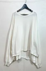 Remi Relief (F) レミリーフ 日本製　長袖 スウェット サイドスリット入り ロングTシャツ コットン100 白 レディース K7-68のサムネイル