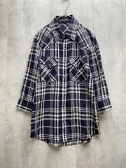 5351 POUR LES HOMMES 5351プールオム 麻100% 七分袖 木目スナップ釦 チェック シャツ size1/ネイビー ■◇メンズのサムネイル