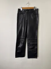 S00935｜5351 POUR LES HOMMES｜5351プールオム｜レザーパンツ｜レザートラウザーズ｜牛革｜Black ブラック｜黒｜ストレート｜メンズ｜S相当｜ロック｜モード｜ラグジュアリー｜アメカジ｜90S｜Y2K｜USA古着｜ヴィンテージ｜本革のサムネイル