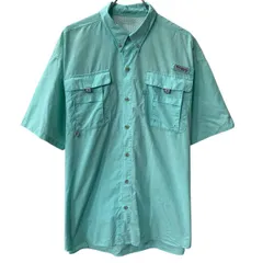 Columbia PFG 半袖 無地シャツ XL～ ミントグリーン コロンビア ピーエフジー ボタンダウン メッシュ 切替 フィッシング 夏物 a807-5690のサムネイル