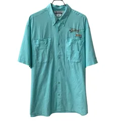 Columbia PFG 半袖 無地シャツ XL ライトブルー コロンビア ピーエフジー ボタンダウン メッシュ フィッシング アウトドア 夏物 a807-5695のサムネイル