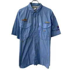 Columbia PFG 半袖 無地シャツ L ブルー コロンビア ピーエフジー ボタンダウン メッシュ 切替 フィッシング アウトドア 夏物 a807-5696のサムネイル
