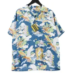 美品 SUN SURF サンサーフ 半袖アロハシャツ SS39743 SPECIAL EDITION EAGLE TIGER DRAGON ハワイアンシャツ ブルー M  99001330のサムネイル