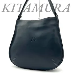 【B5798】 KITAMURA キタムラ ショルダーバッグ レザー ネイビー クロスボディ Kロゴ ステッチ 斜め掛け パスケース付 大容量のサムネイル