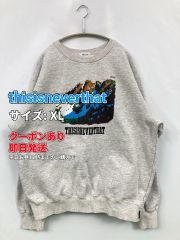 thisisneverthat ディスイズネバーザット スウェット XL グレー 裏起毛 前面プリント バックプリント ブランドロゴ 長袖 メンズ レディース