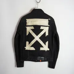 国内正規 20SS off-white オフホワイト OMYE005R20E54002 TAPE ARROWS SLIM JEANS JACKET テープ アローズ デニム ジャケット 黒 4178Q♪のサムネイル