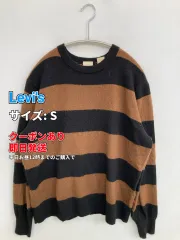 Levi's リーバイス ニット/セーター S ブラウン ボーダー柄 ナイロン クルーネック(丸首) 長袖 メンズ レディースのサムネイル