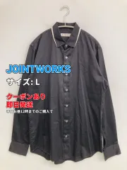JOINTWORKS ジョイントワークス シャツ/ブラウス L ブラック コットン 無地 ライン柄 ミドル丈 長袖 レギュラーカラー メンズのサムネイル