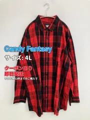 Candy Fantasy キャンディファンタジー シャツ/ブラウス 4L レッド コットン チェック柄 ミドル丈 長袖 ボタンダウン メンズのサムネイル
