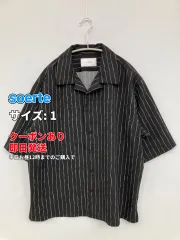soerte ソエルテ シャツ/ブラウス 1 ブラック ストライプ柄 ミドル丈 半袖 オープンカラー メンズ レディースのサムネイル