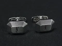 ■美品■ YVESSAINTLAURENT イヴサンローラン カフスボタン カフリンクス アクセサリー ビジネス 紳士 メンズ シルバー系 DN9666のサムネイル