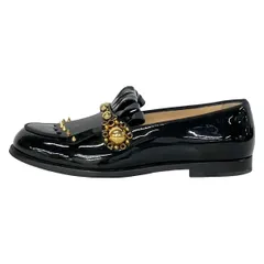 CHRISTIAN LOUBOUTIN(クリスチャンルブタン) ローファー 35 1/2 レディース - 黒×ゴールド スタッズ/フリンジ レザーのサムネイル