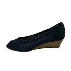 MargaretHowell(マーガレットハウエル) パンプス 24 レディース - ダークネイビー オープントゥ/ウェッジソール レザーのサムネイル