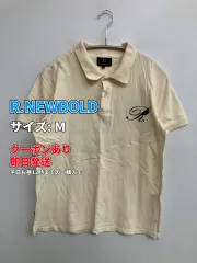 R.NEWBOLD アールニューボールド ポロシャツ M アイボリー 前面プリント バックプリント ワンポイント 半袖 メンズのサムネイル