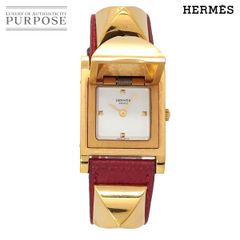 103 稼働 HERMES 時計 メドール ピラミッド ゴールド レディース