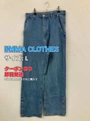 EMMA CLOTHES 엠마 클로즈 데님 팬츠 L 블루 풀 길이 무지 와이드 루즈 스트레이트 레귤러 리지드 원 워시 맨즈