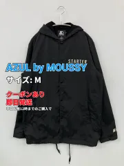 AZUL by MOUSSY アズールバイマウジー ナイロンジャケット M ブラック 前面プリント バックプリント ワンポイント ブランドロゴ フードあり メンズのサムネイル