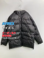 AVIREX アヴィレックス ダウンジャケット/コート L ブラック 無地 ワンポイント ブランドロゴ ミドル丈 フードあり ジップアップ ボタン留め メンズのサムネイル