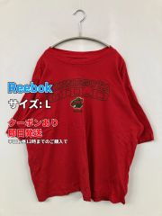 Reebok リーボック Tシャツ/カットソー L レッド 前面プリント ブランドロゴ ミドル丈 半袖 クルーネック(丸首) メンズ