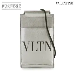 新品同様 ヴァレンティノ ガラヴァーニ VALENTINO GARAVANI VLTNロゴ フォン カード ポーチ レザー シルバー 90331181のサムネイル