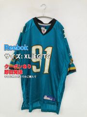 Reebok リーボック Tシャツ/カットソー XL/EG/TG スカイブルー 前面プリント バックプリント ブランドロゴ ライン柄 ミドル丈 半袖 半端袖 Vネック メンズ