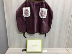 Hotman エプロン パープル/ブラウン系 花柄 ポケットあり 箱付き 縦:約57cm 横:約80cm 腰紐:約175cmのサムネイル