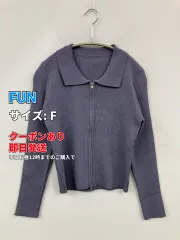 FUN ファン カーディガン/ボレロ F ブルー ニット 無地 ショート丈 長袖 レディースのサムネイル