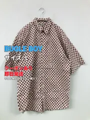 BUGLE BOY ビューグルボーイ シャツ/ブラウス L ホワイト コットン ペイズリー柄 その他総柄 ミドル丈 半袖 レギュラーカラー メンズのサムネイル