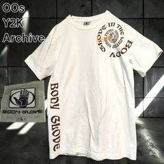 00s BODY GLOVE Y2K Archive Tee Shirt ボディグローブ 半袖 Ｔシャツ サーフ ストリート スパイラル 渦巻き ロゴ プリント アシンメトリー デザイン オフホワイト コットン 古着 希少 レトロ Lサイズ