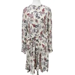 MARELLA マレーラ  シルク100％ 花柄 長袖ワンピース ベルト付き サイズ44 イタリア製 美品 UI075のサムネイル