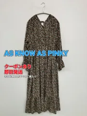 AS KNOW AS PINKY アズノゥアズピンキー ワンピース ブラウン 花柄・ボタニカル柄 リボン 長袖 ロング・マキシ丈 フレア レディースのサムネイル