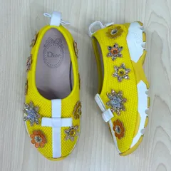 【ディオール Dior】キッズ ビジュー付きメッシュスニーカー バレエスニーカー EUR24 15cm イエローのサムネイル