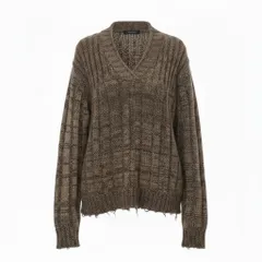 13e8 DOLCE&GABBANA ドルチェアンドガッバーナ Vネック カシミヤニットセーター ニットプルオーバー GG245K サイズ50 ブラウン系 Cashmere100％ メンズ 紳士服u02tのサムネイル