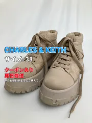 CHARLES & KEITH チャールズアンドキース スニーカー 38 ベージュ 無地 紐 ハイカット レディースのサムネイル