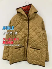 AIGLE エーグル ブルゾン M ベージュ コットン 合成皮革/人工皮革 無地 キルティング ミドル丈 フードあり ボタン留め レディースのサムネイル