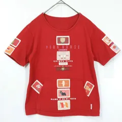 ベビーピンクハウス★ワッペンいっぱい♪半袖Tシャツ 前ポケット キューピー ぬいぐるみクマ ウサギ パフェ サイズL(120cm) 赤系 z21893のサムネイル