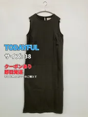 TODAYFUL トゥデイフル ワンピース 38 ブラック タイト 袖なし 無地 ストライプ柄 コットン ロング・マキシ丈 レディースのサムネイル