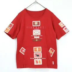 ベビーピンクハウス★ワッペンいっぱい♪半袖Tシャツ 前ポケット キューピー ぬいぐるみクマ ウサギ パフェ サイズL(120cm) 赤系 z21894のサムネイル
